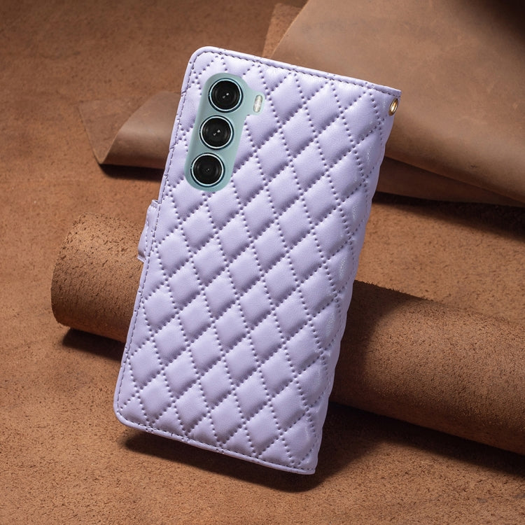 For Motorola Moto G200 5G / Edge S30 5G Diamond Lattice Zipper Wallet Leather Flip Phone Case
