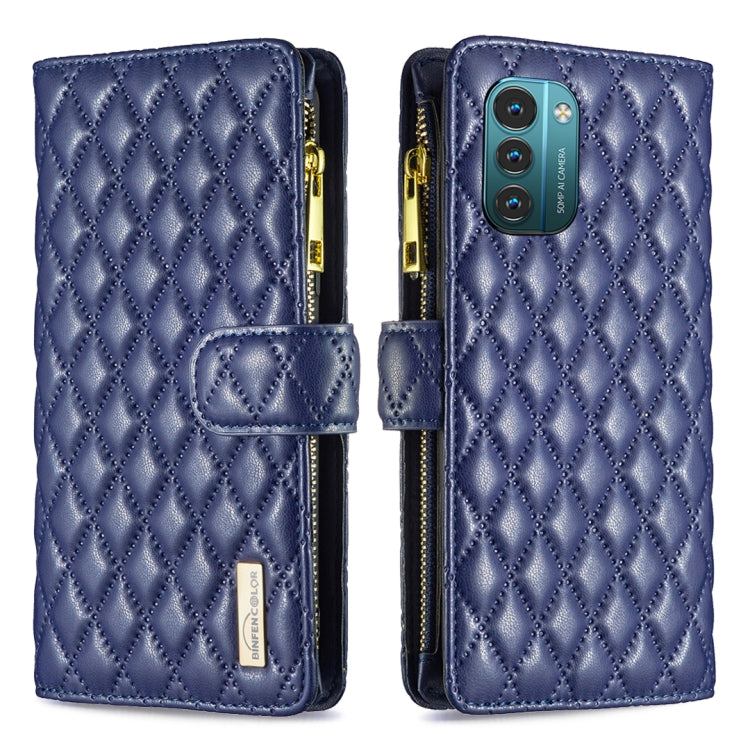 For Nokia G11 / G21 Diamond Lattice Zipper Wallet Leather Flip Phone Case