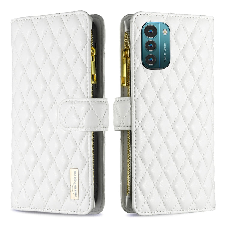 For Nokia G11 / G21 Diamond Lattice Zipper Wallet Leather Flip Phone Case