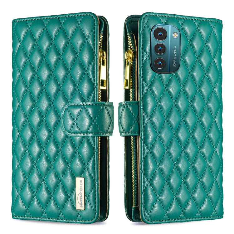 For Nokia G11 / G21 Diamond Lattice Zipper Wallet Leather Flip Phone Case