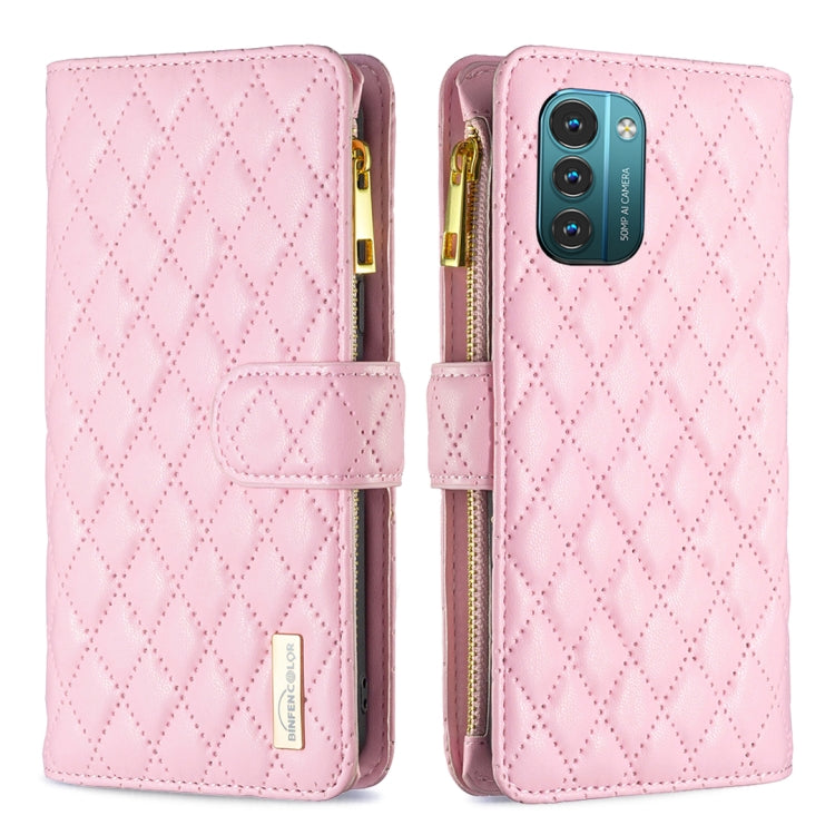 For Nokia G11 / G21 Diamond Lattice Zipper Wallet Leather Flip Phone Case