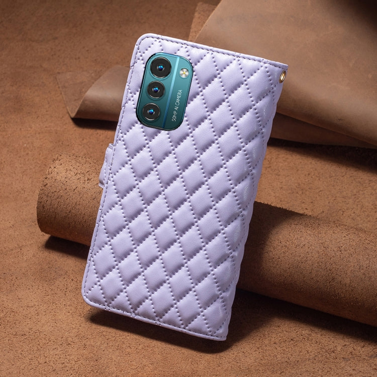 For Nokia G11 / G21 Diamond Lattice Zipper Wallet Leather Flip Phone Case