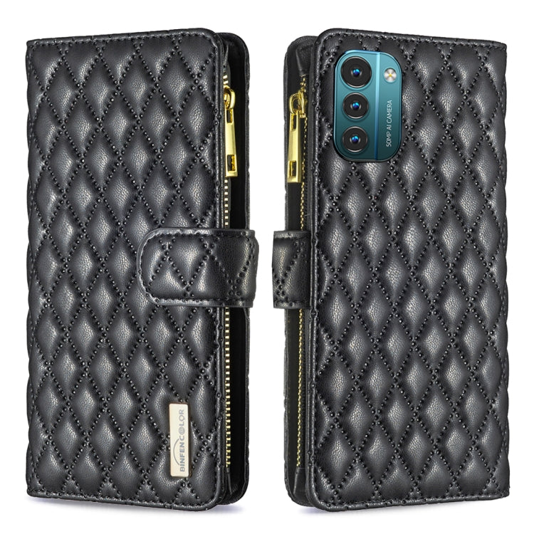 For Nokia G11 / G21 Diamond Lattice Zipper Wallet Leather Flip Phone Case
