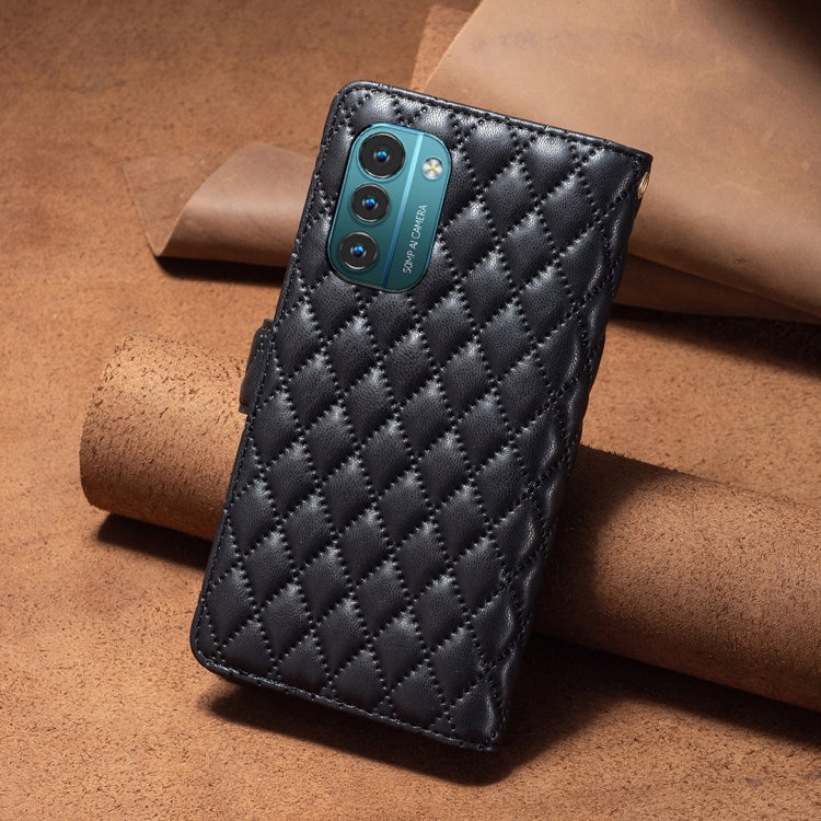 For Nokia G11 / G21 Diamond Lattice Zipper Wallet Leather Flip Phone Case