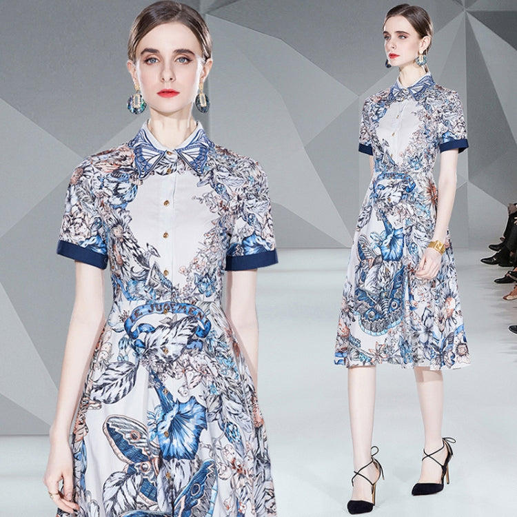 Heavy Embroidered Vintage Print Dress, Size: