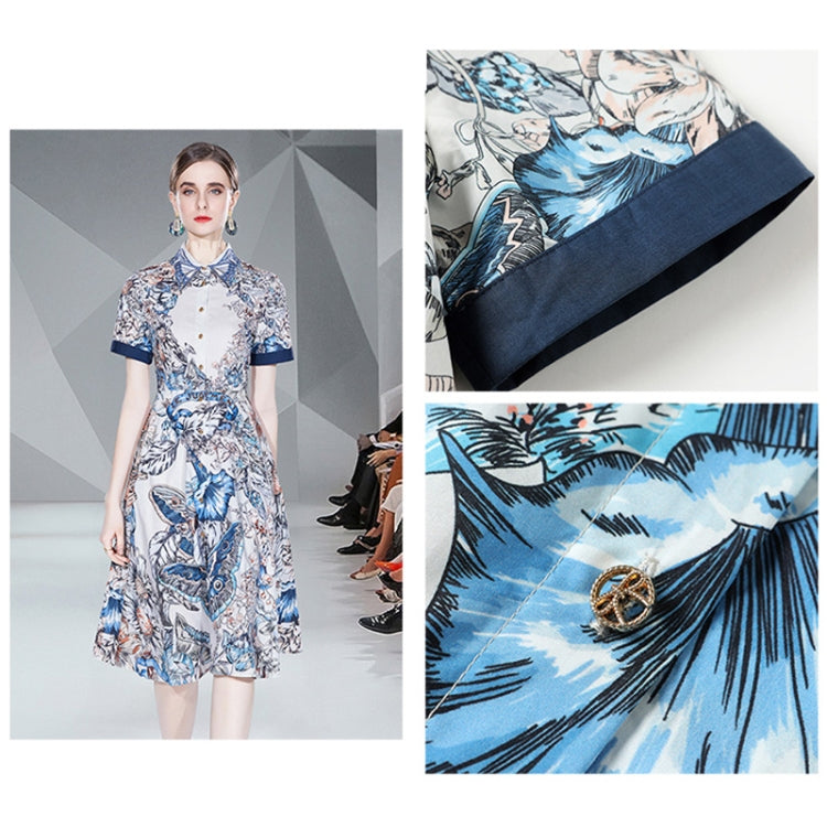 Heavy Embroidered Vintage Print Dress, Size: