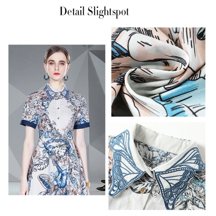 Heavy Embroidered Vintage Print Dress, Size: