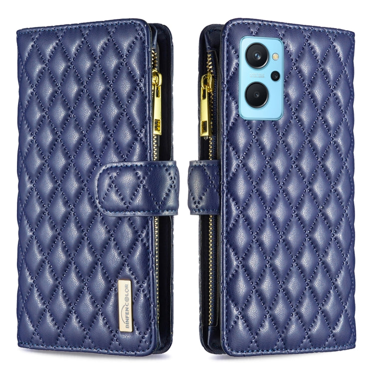 For OPPO A36 4G / A96 4G / A76 4G / Realme 9i / K10 4G Diamond Lattice Zipper Wallet Leather Flip Phone Case