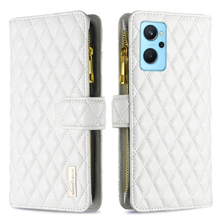 For OPPO A36 4G / A96 4G / A76 4G / Realme 9i / K10 4G Diamond Lattice Zipper Wallet Leather Flip Phone Case