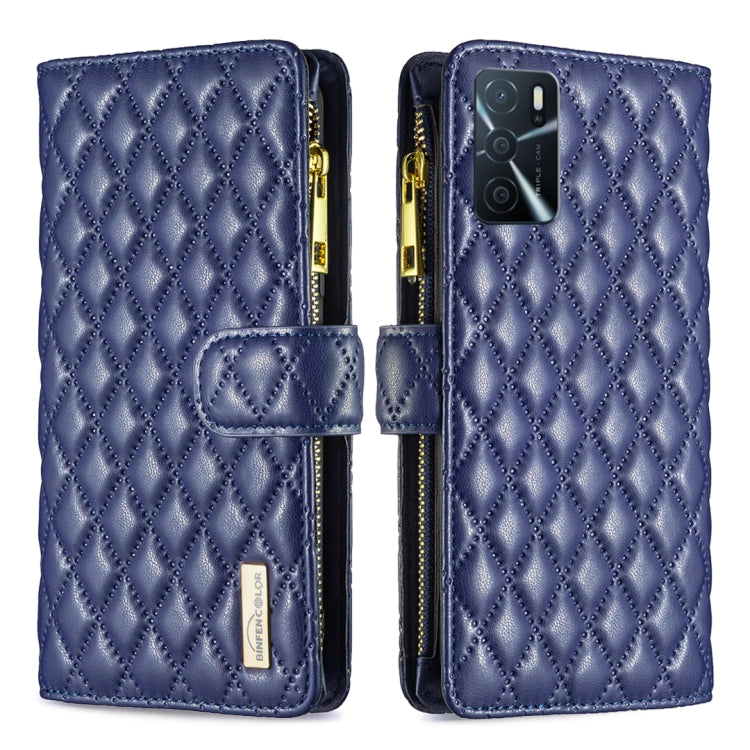 For OPPO A54 4G / A55 5G / A16 Diamond Lattice Zipper Wallet Leather Flip Phone Case
