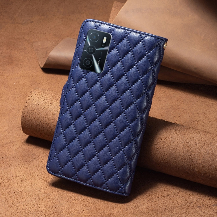 For OPPO A54 4G / A55 5G / A16 Diamond Lattice Zipper Wallet Leather Flip Phone Case