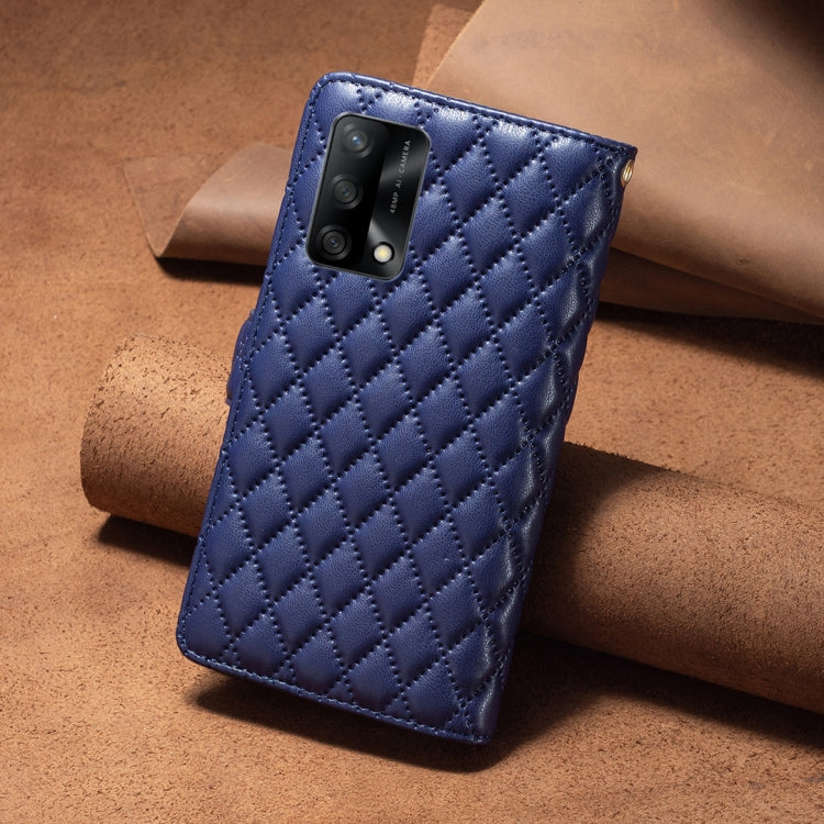 For OPPO A74 4G / F19 4G Diamond Lattice Zipper Wallet Leather Flip Phone Case