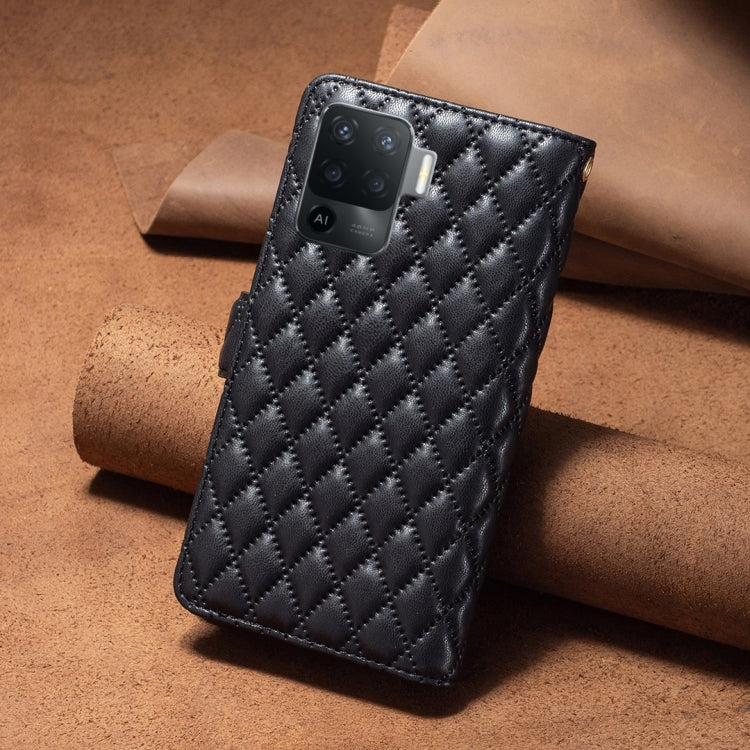 For OPPO A94 4G Diamond Lattice Zipper Wallet Leather Flip Phone Case
