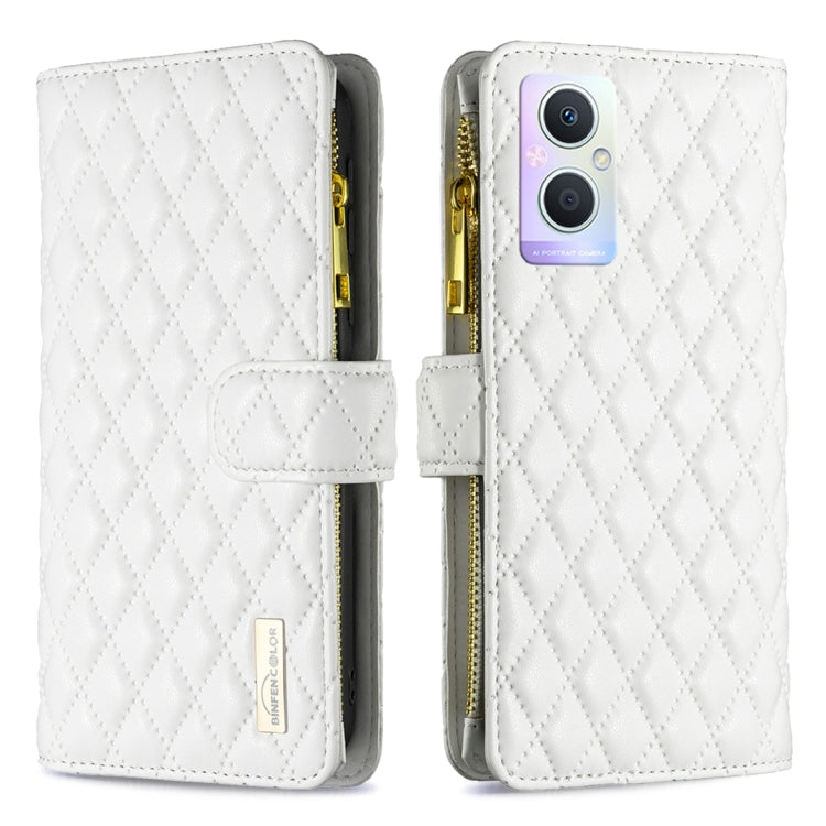 For OPPO A96 5G / Reno7 Z Diamond Lattice Zipper Wallet Leather Flip Phone Case