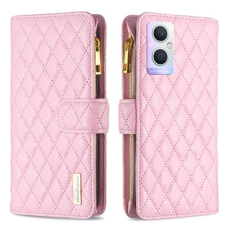 For OPPO A96 5G / Reno7 Z Diamond Lattice Zipper Wallet Leather Flip Phone Case