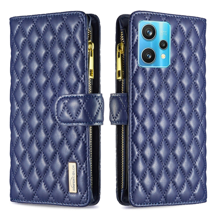 For OPPO Realme 9 Pro+ Diamond Lattice Zipper Wallet Leather Flip Phone Case