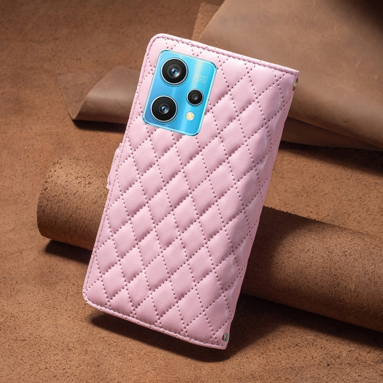 For OPPO Realme 9 Pro+ Diamond Lattice Zipper Wallet Leather Flip Phone Case
