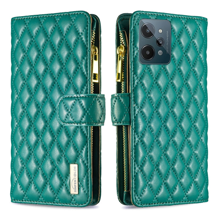 For OPPO Realme C31 Diamond Lattice Zipper Wallet Leather Flip Phone Case