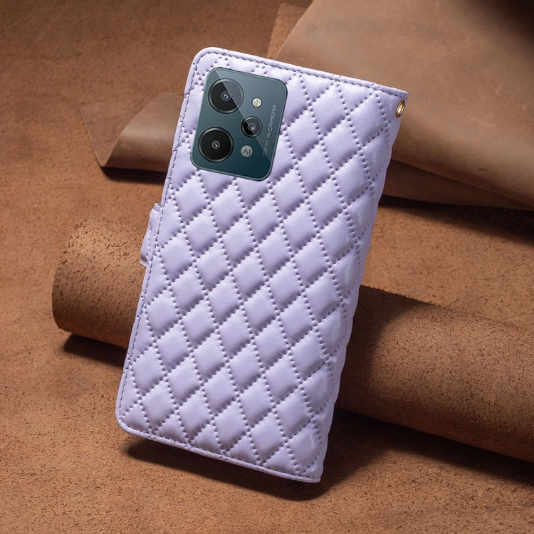 For OPPO Realme C31 Diamond Lattice Zipper Wallet Leather Flip Phone Case