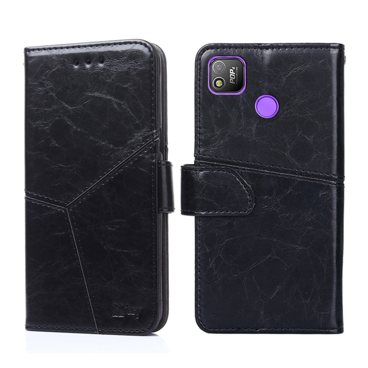For Tecno Pop 4 Geometric Stitching Horizontal Flip Leather Phone Case