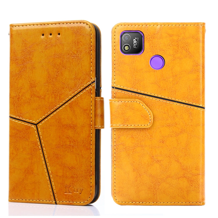 For Tecno Pop 4 Geometric Stitching Horizontal Flip Leather Phone Case