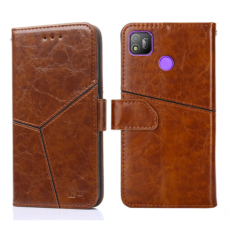 For Tecno Pop 4 Geometric Stitching Horizontal Flip Leather Phone Case