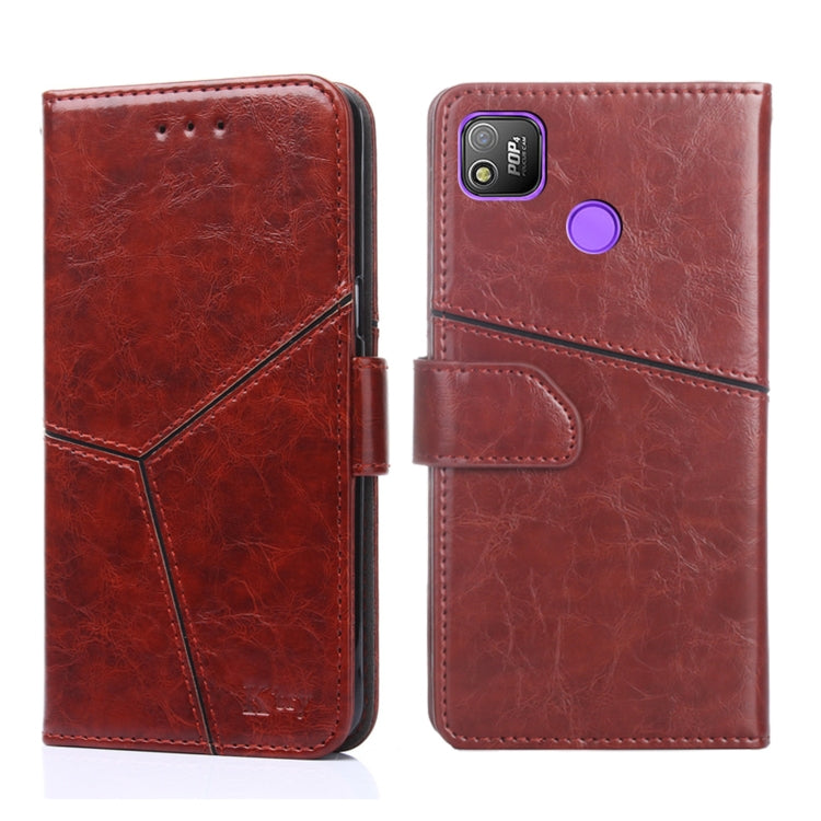 For Tecno Pop 4 Geometric Stitching Horizontal Flip Leather Phone Case