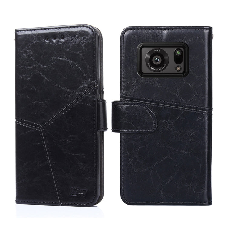 For Sharp Aquos R6 Geometric Stitching Horizontal Flip Leather Phone Case
