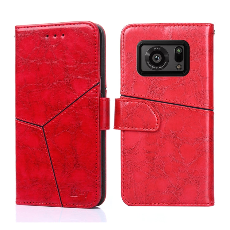 For Sharp Aquos R6 Geometric Stitching Horizontal Flip Leather Phone Case