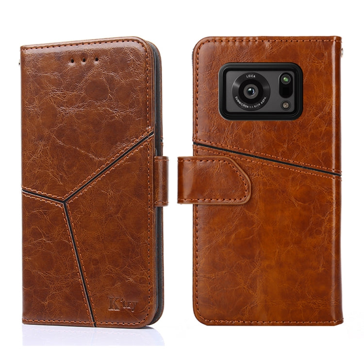 For Sharp Aquos R6 Geometric Stitching Horizontal Flip Leather Phone Case