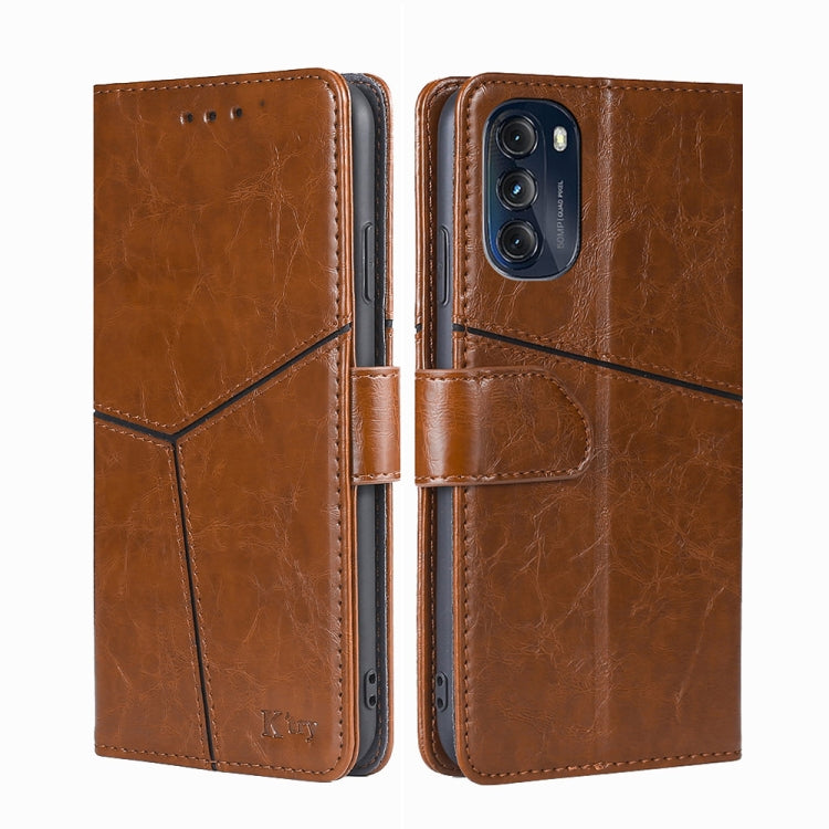 For Motorola Moto G 5G 2022 Geometric Stitching Horizontal Flip Leather Phone Case