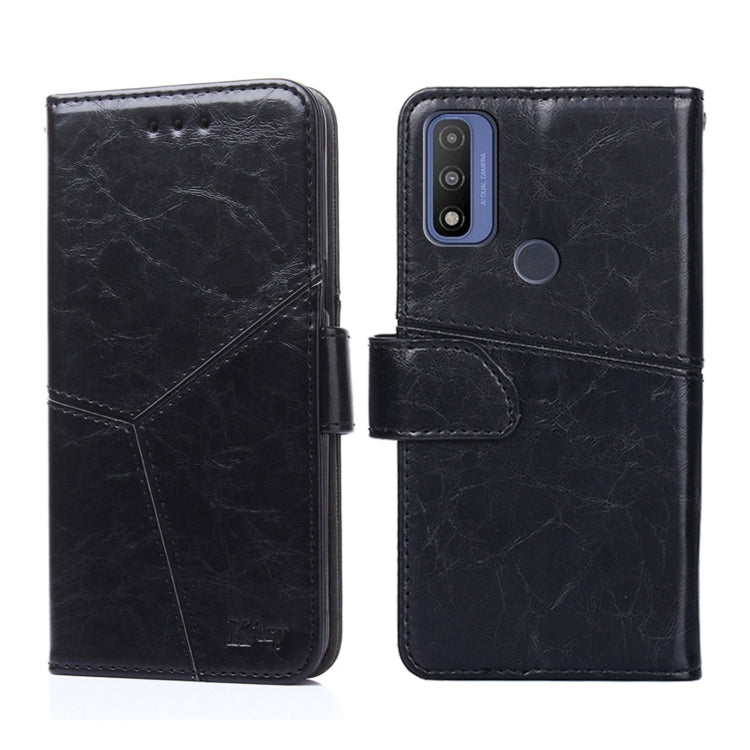 For Motorola Moto G Pure Geometric Stitching Horizontal Flip Leather Phone Case