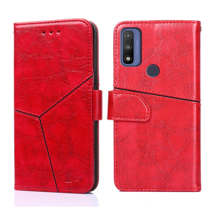 For Motorola Moto G Pure Geometric Stitching Horizontal Flip Leather Phone Case