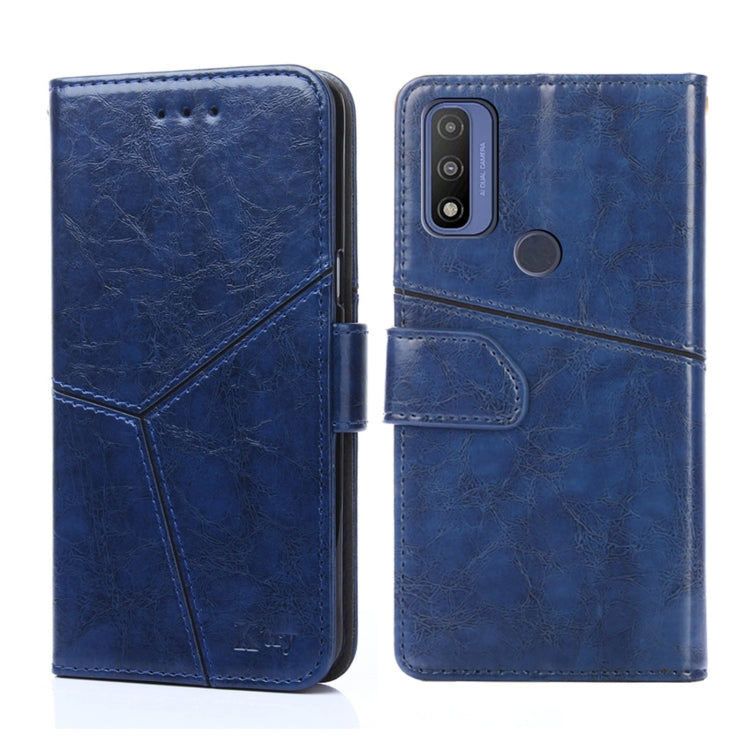 For Motorola Moto G Pure Geometric Stitching Horizontal Flip Leather Phone Case