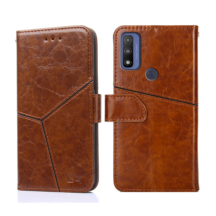 For Motorola Moto G Pure Geometric Stitching Horizontal Flip Leather Phone Case