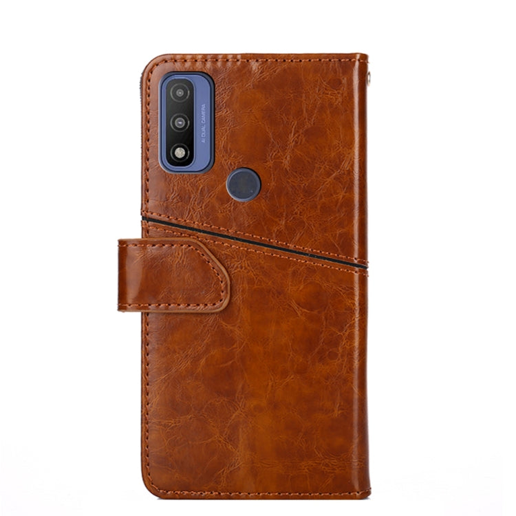 For Motorola Moto G Pure Geometric Stitching Horizontal Flip Leather Phone Case