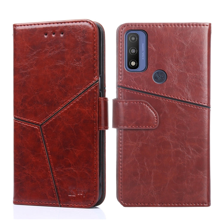For Motorola Moto G Pure Geometric Stitching Horizontal Flip Leather Phone Case