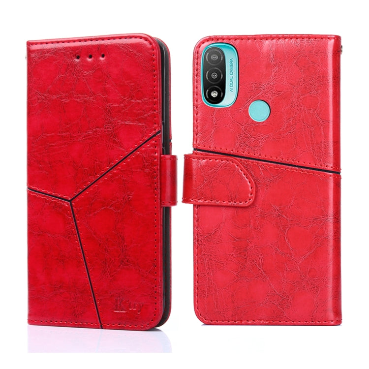 For Motorola Moto E20 Geometric Stitching Horizontal Flip Leather Phone Case
