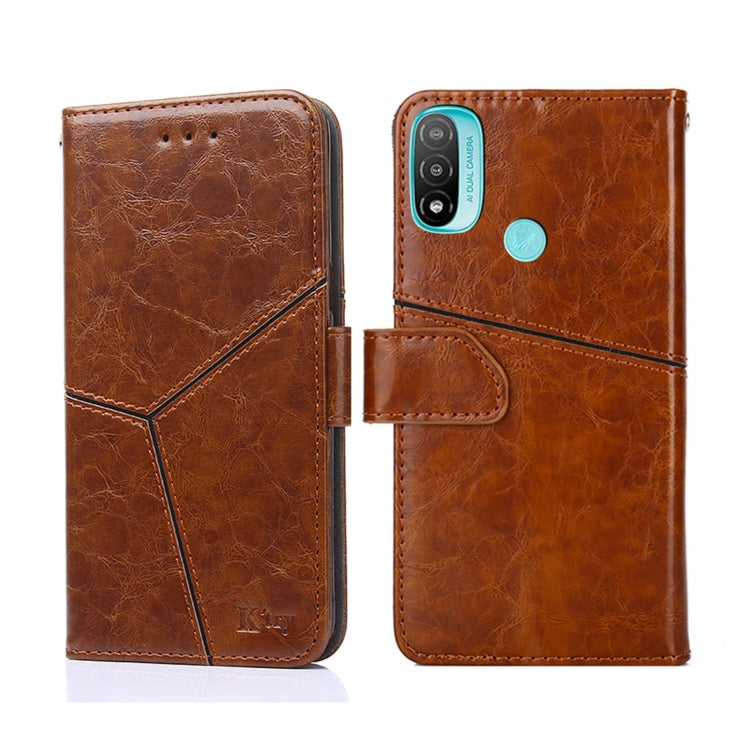 For Motorola Moto E20 Geometric Stitching Horizontal Flip Leather Phone Case