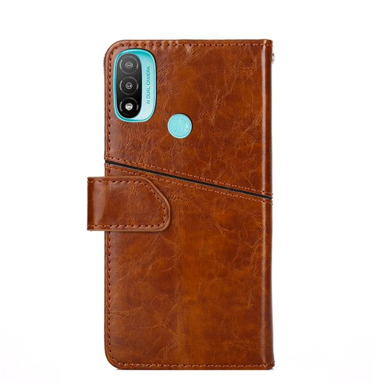 For Motorola Moto E20 Geometric Stitching Horizontal Flip Leather Phone Case