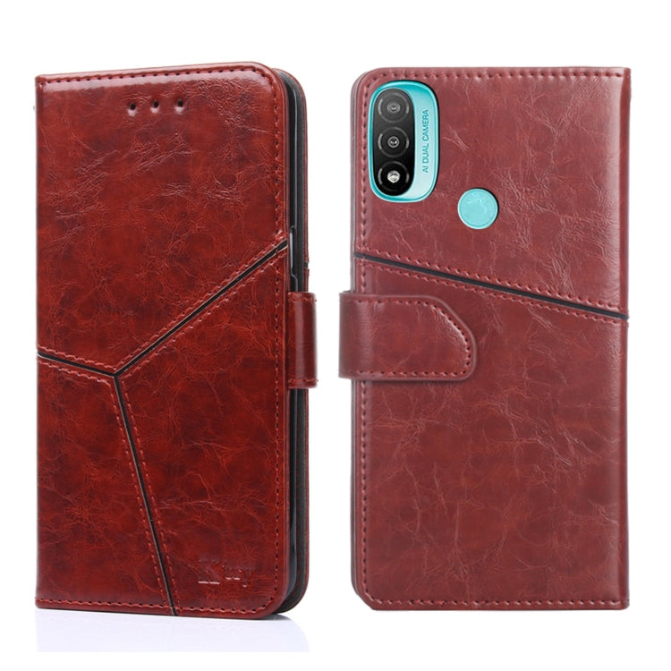 For Motorola Moto E20 Geometric Stitching Horizontal Flip Leather Phone Case