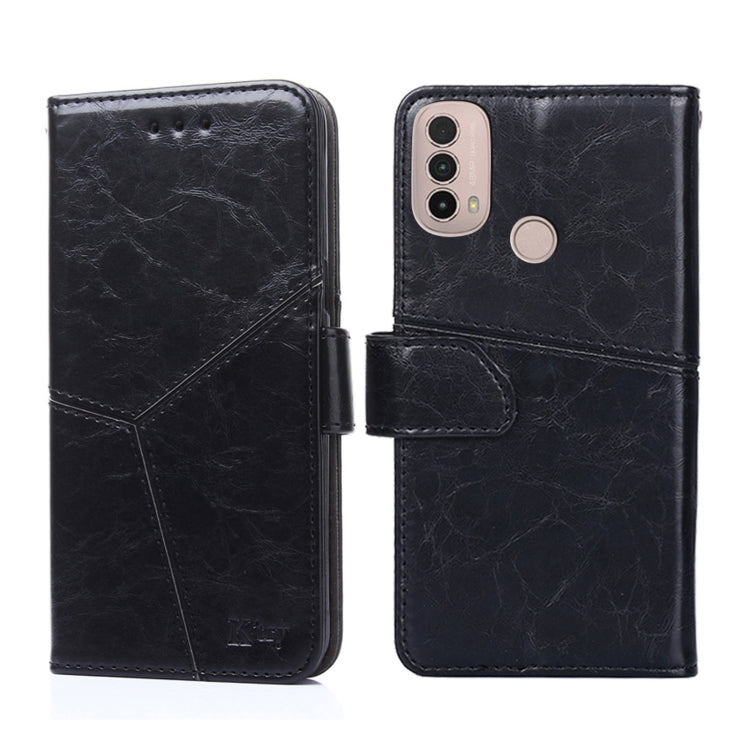 For Motorola Moto E40 Geometric Stitching Horizontal Flip Leather Phone Case