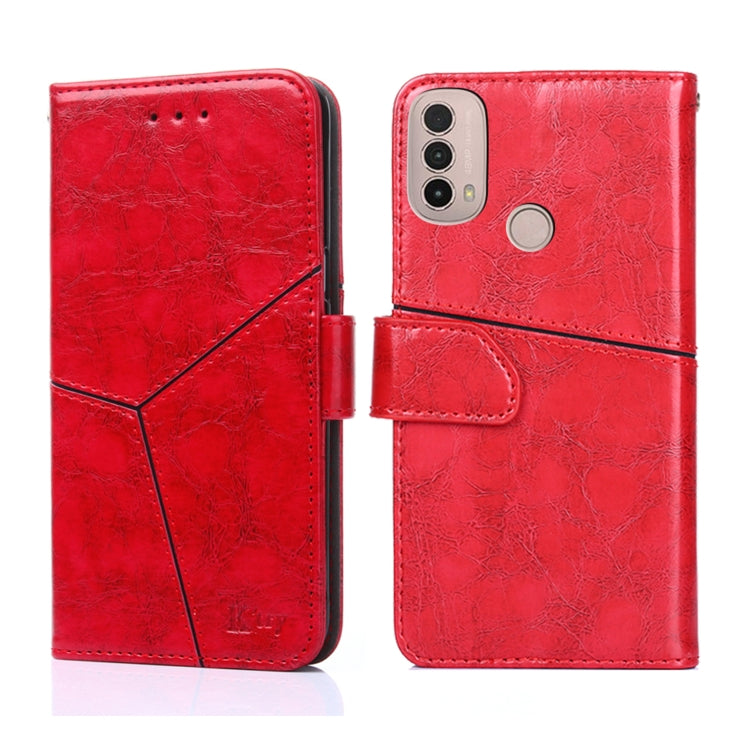 For Motorola Moto E40 Geometric Stitching Horizontal Flip Leather Phone Case