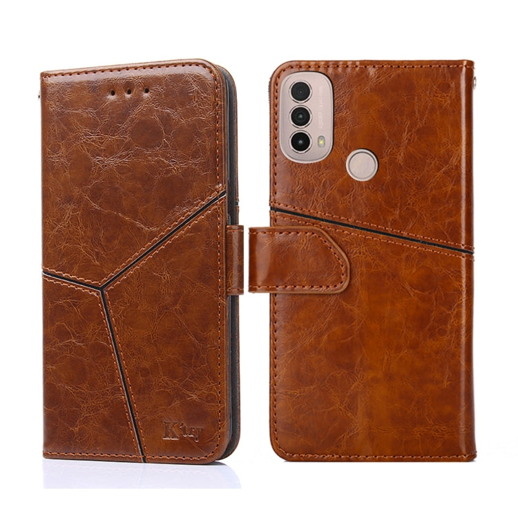 For Motorola Moto E40 Geometric Stitching Horizontal Flip Leather Phone Case