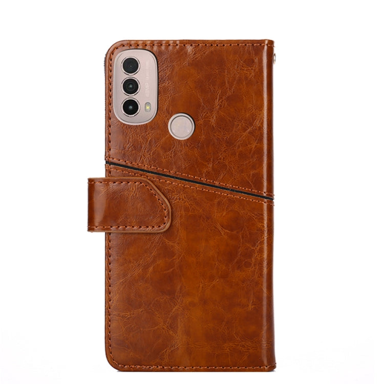 For Motorola Moto E40 Geometric Stitching Horizontal Flip Leather Phone Case