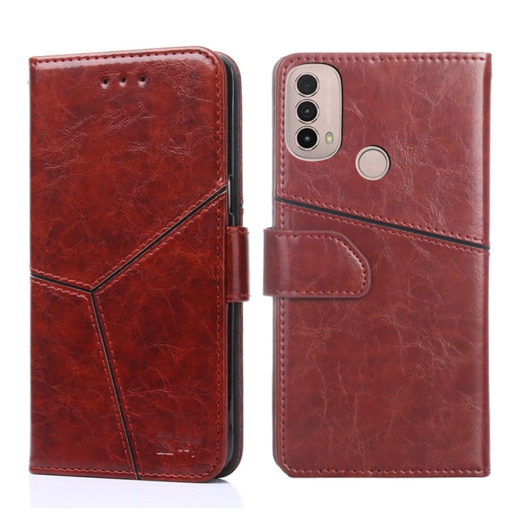For Motorola Moto E40 Geometric Stitching Horizontal Flip Leather Phone Case