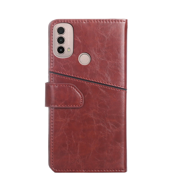 For Motorola Moto E40 Geometric Stitching Horizontal Flip Leather Phone Case