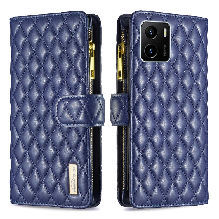 For vivo Y15s Diamond Lattice Zipper Wallet Leather Flip Phone Case
