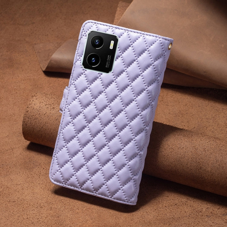 For vivo Y15s Diamond Lattice Zipper Wallet Leather Flip Phone Case