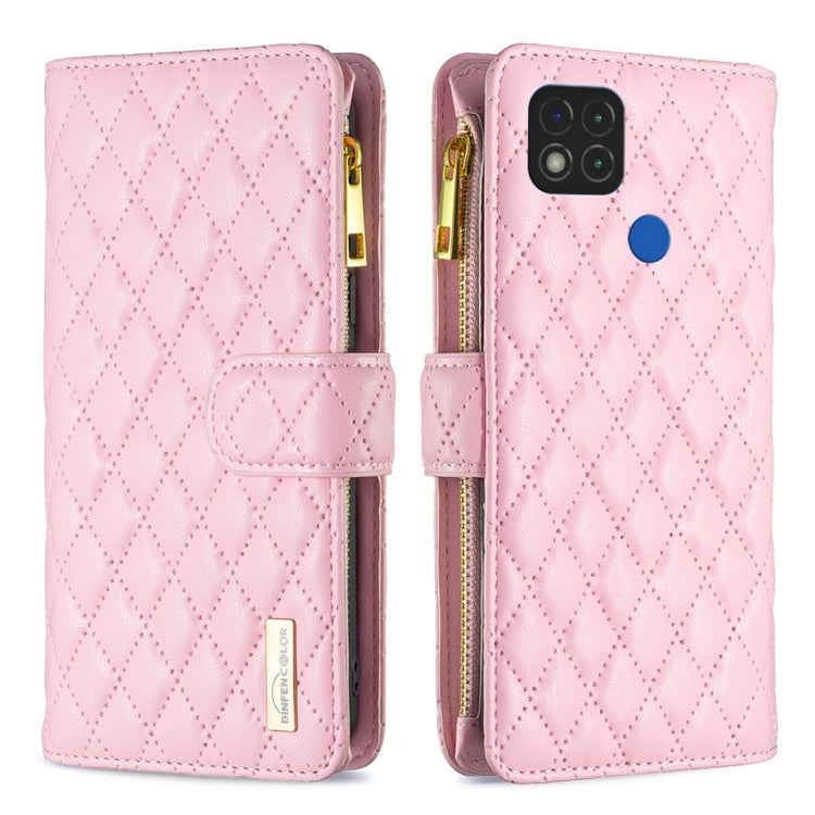 For Xiaomi Redmi 9C / 10A / Poco C31 Diamond Lattice Zipper Wallet Leather Flip Phone Case
